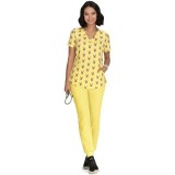 F101PR French Bull by koi Doll V-Neck Print Scrub Top - Frenchie