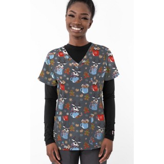 *FINAL SALE 1566GR – WARM WISHES & COOKIE DREAMS Print Scrub Top  by Greentown