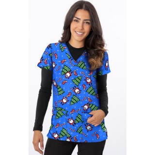 *VENTE FINALE 1564RY - Haut à imprimé Santa Hurry Down The Tree -  par Greentown