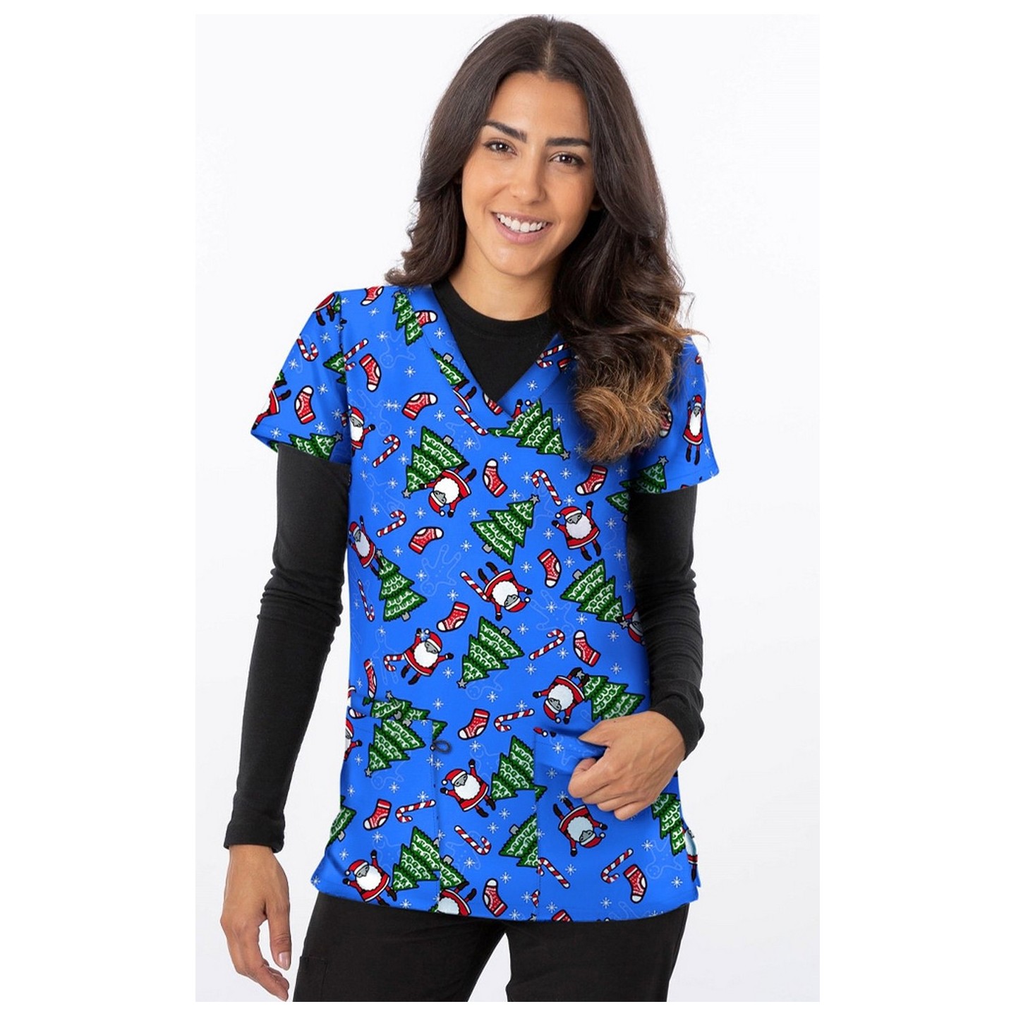 *VENTE FINALE 1564RY - Haut à imprimé Santa Hurry Down The Tree -  par Greentown