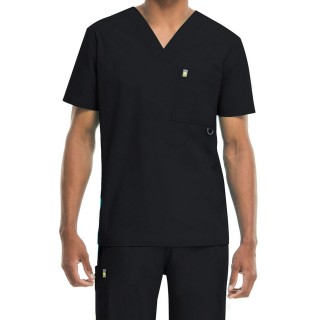 *FINAL SALE Men's V-Neck Top in Black CHEROKEE Antimicrobial