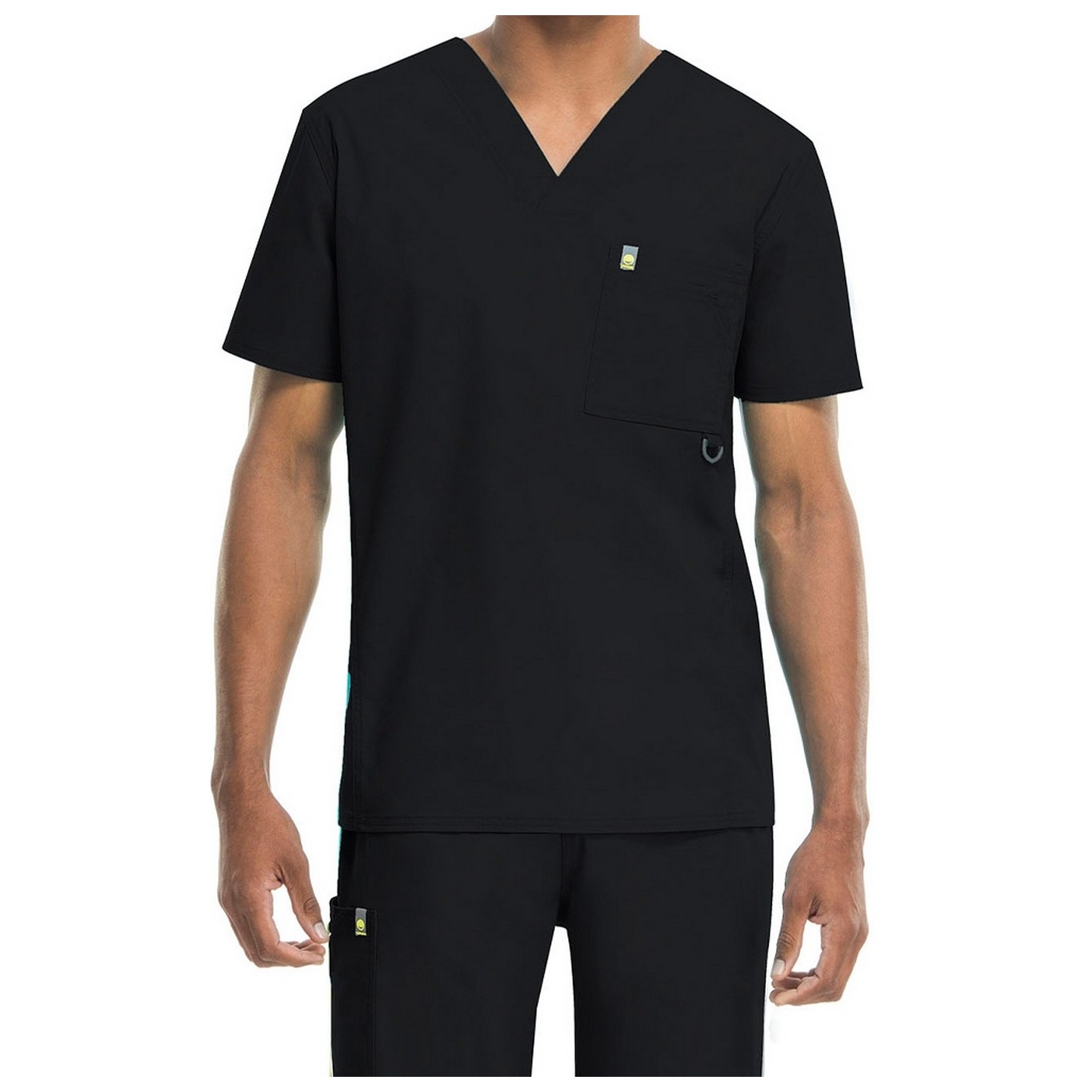 *FINAL SALE Men's V-Neck Top in Black CHEROKEE Antimicrobial