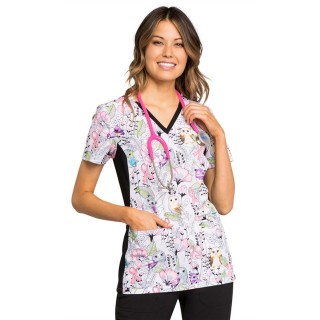 *VENTE FINALE Haut à empiècement en tricot à encolure en V en Owl Be In The Garden - Cherokee iFlex