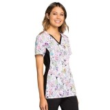*FINAL SALE V-Neck Knit Panel Top in Owl Be In The Garden - Cherokee iFlex