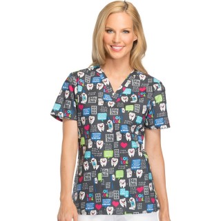*FINAL SALE V-Neck Top in Have A Laugh - Dickies Prints - Bi-stretch