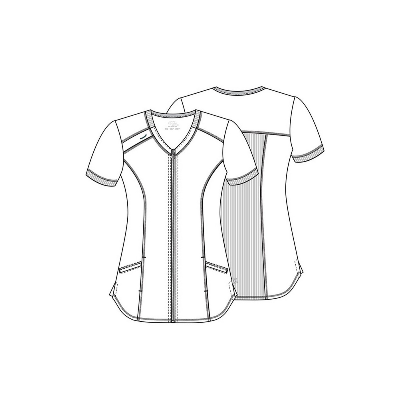 Zip Front V-Neck Top - Cherokee Infinity - Antimicrobial