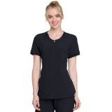 Zip Front V-Neck Top - Cherokee Infinity - Antimicrobial