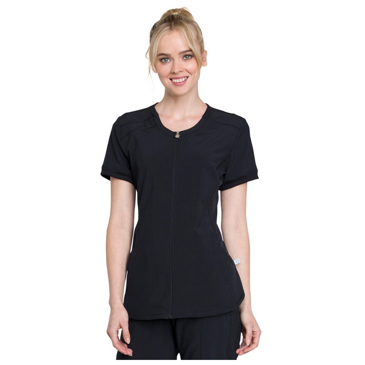Zip Front V-Neck Top - Cherokee Infinity - Antimicrobial