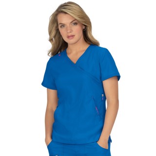 *VENTE FINALE 4XL 316 Koi Lite ™ Haut d’uniformes Philosophie Mock Wrap avec fermeture éclaire sur les  côtés