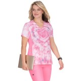 370PLM koi Lite Haut Reform a Col en V Imprimé - Tie Dye Hearts