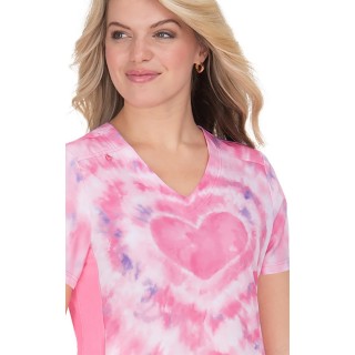 370PLM koi Lite Reform V-Neck Print Top - Tie Dye Hearts