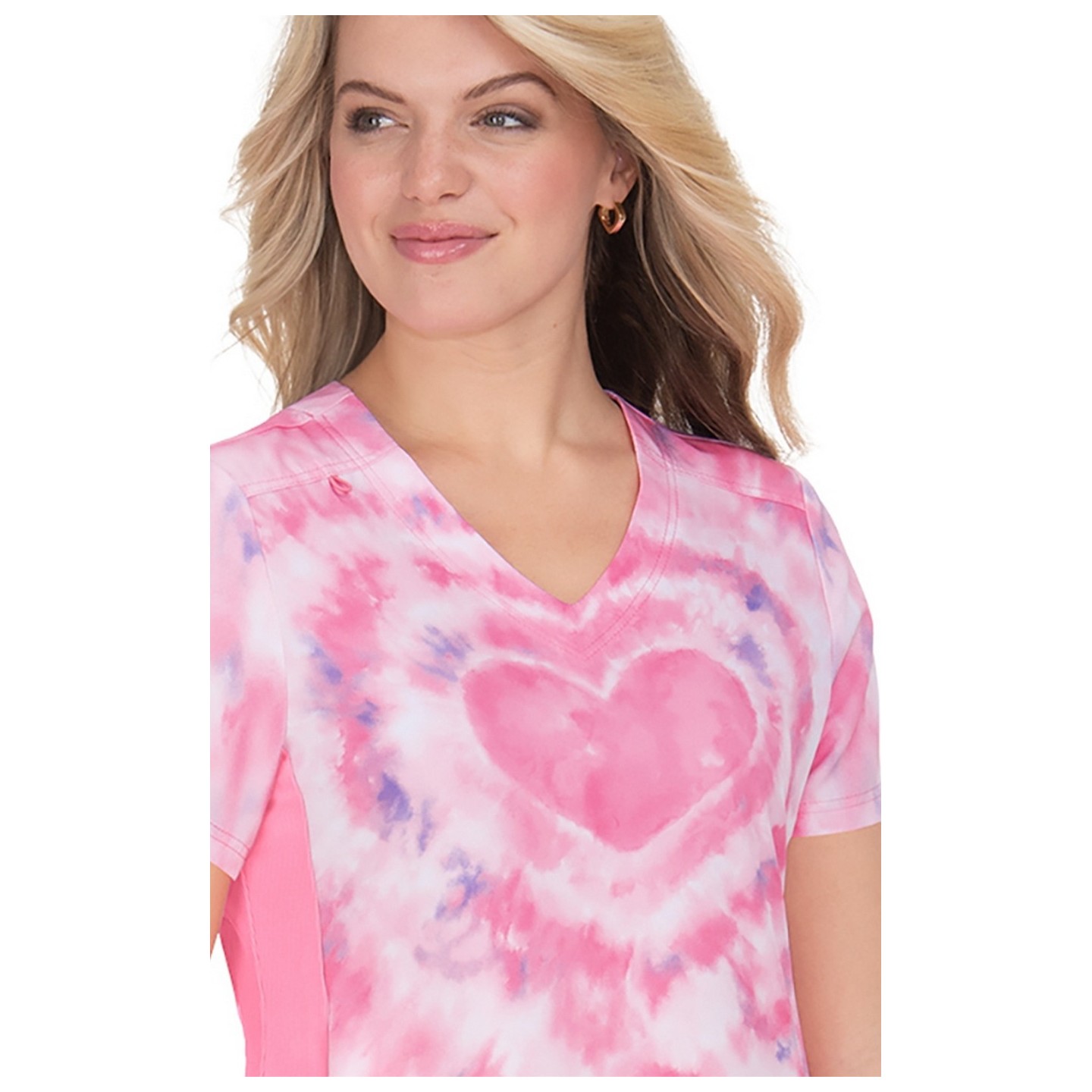 370PLM koi Lite Reform V-Neck Print Top - Tie Dye Hearts