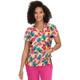 F100PR French Bull by Koi Modern Classic Lulu Print Top - Bora Bora