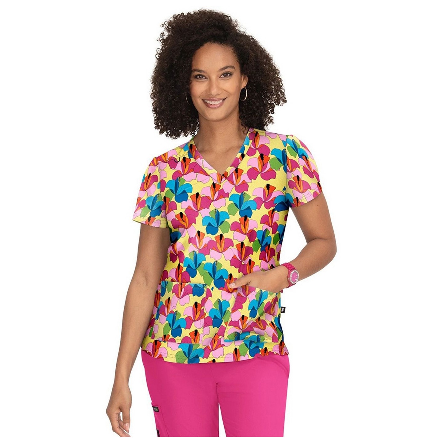 F100PR French Bull by Koi Modern Classic Lulu Print Top - Bora Bora
