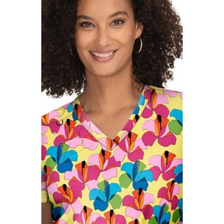 F100PR French Bull by Koi Modern Classic Lulu Print Top - Bora Bora