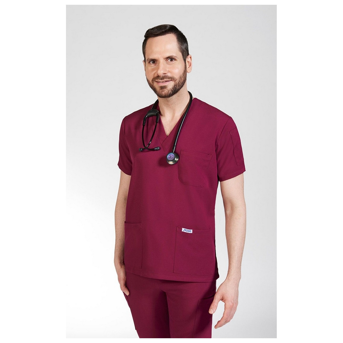 T4010 MOBB Mentality Unisex V-Neck Scrub Top Stretch-Flex Blend