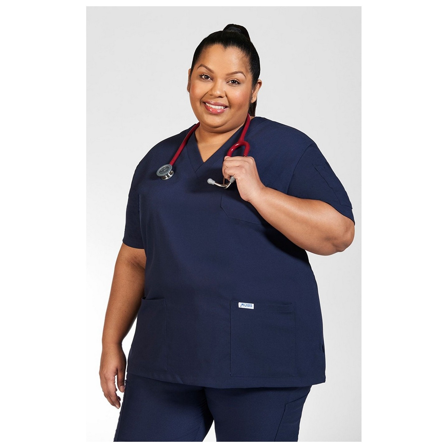 T4010 MOBB Mentality Unisex V-Neck Scrub Top Stretch-Flex Blend