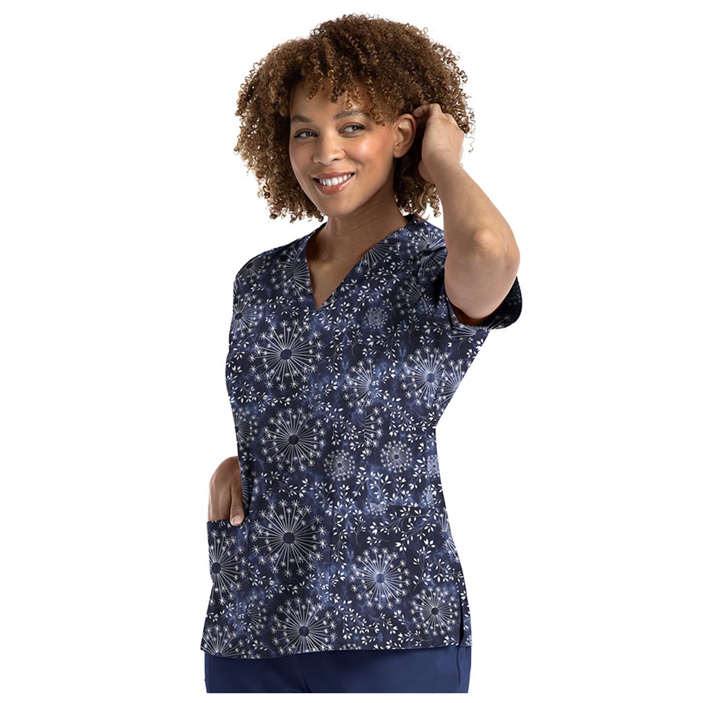 9810 Maevn Haut à Col en V Imprimé pour Femmes - Subtle Flowers