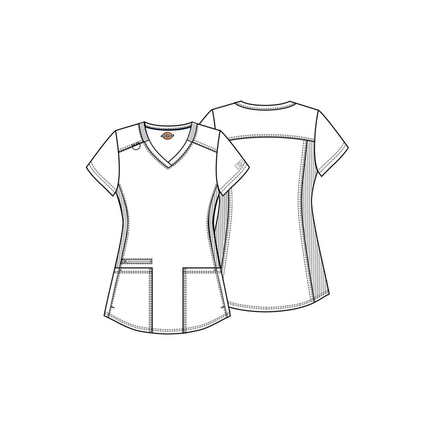 DK875 Dickies Balance V-Neck Top with Rib-Knit Panels