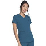 DK875 Dickies Balance V-Neck Top with Rib-Knit Panels