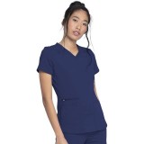 DK875 Dickies Balance V-Neck Top with Rib-Knit Panels