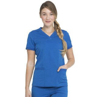 DK870 Dickies Balance V-Neck Top with Rib-Knit Panels