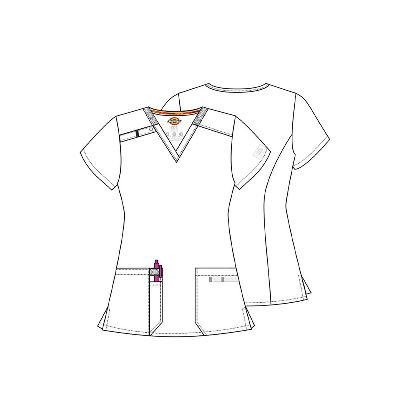 DK615 Dickies EDS Essentials Haut a Col en V avec 2 Poches