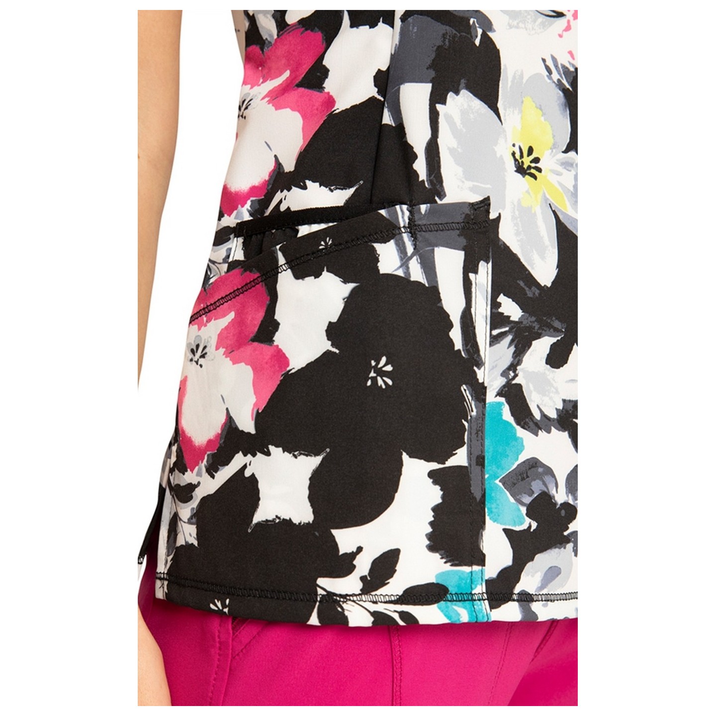 CK609 Round Neck Top in Inky Garden - Cherokee Infinity - Antimicrobial