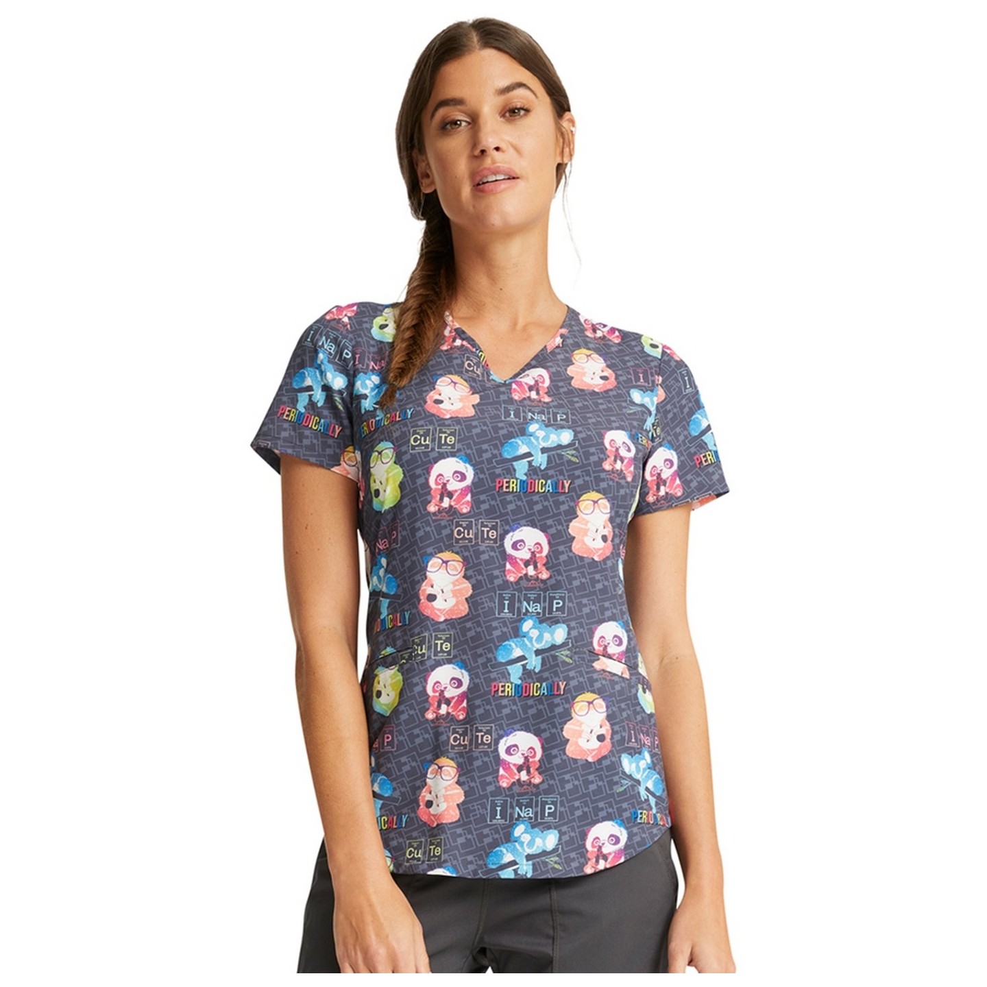 *FINAL SALE CK637 V-Neck Print Top in Science Friends - Cherokee Prints