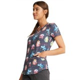 *FINAL SALE CK637 V-Neck Print Top in Science Friends - Cherokee Prints