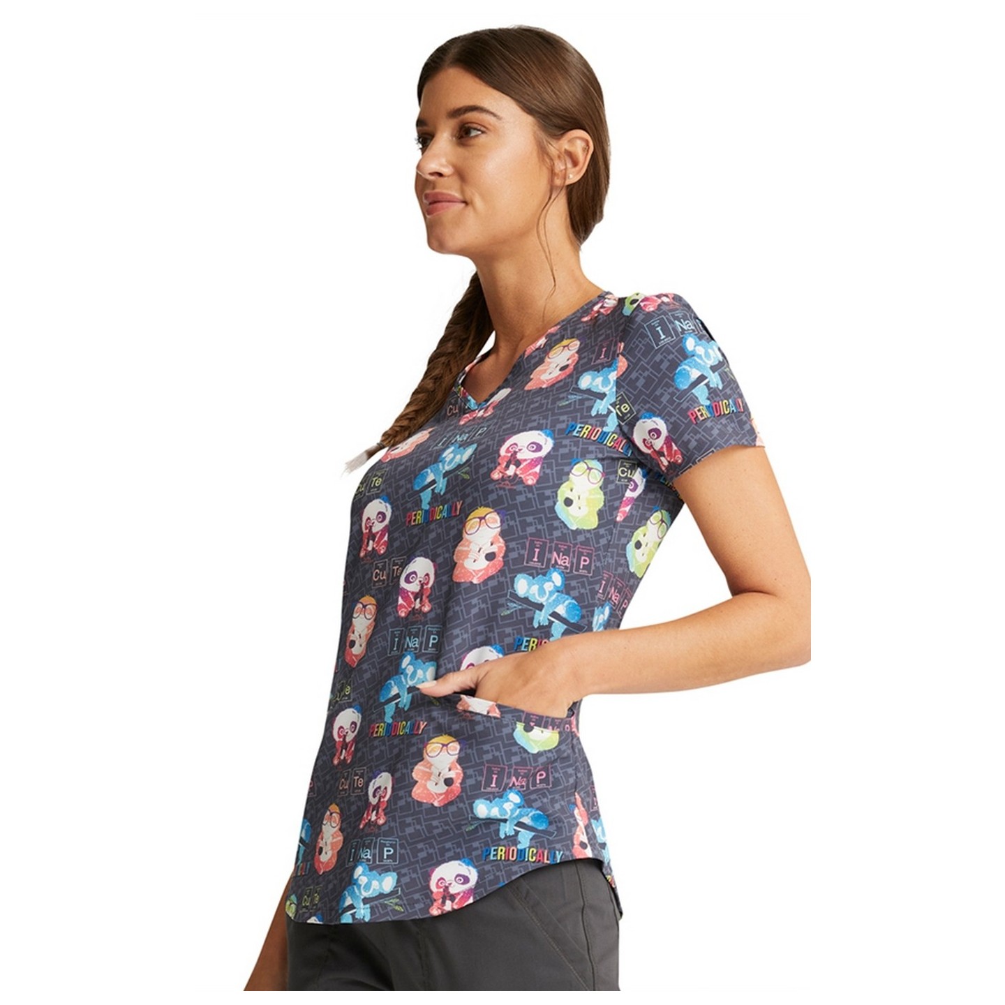 *FINAL SALE CK637 V-Neck Print Top in Science Friends - Cherokee Prints