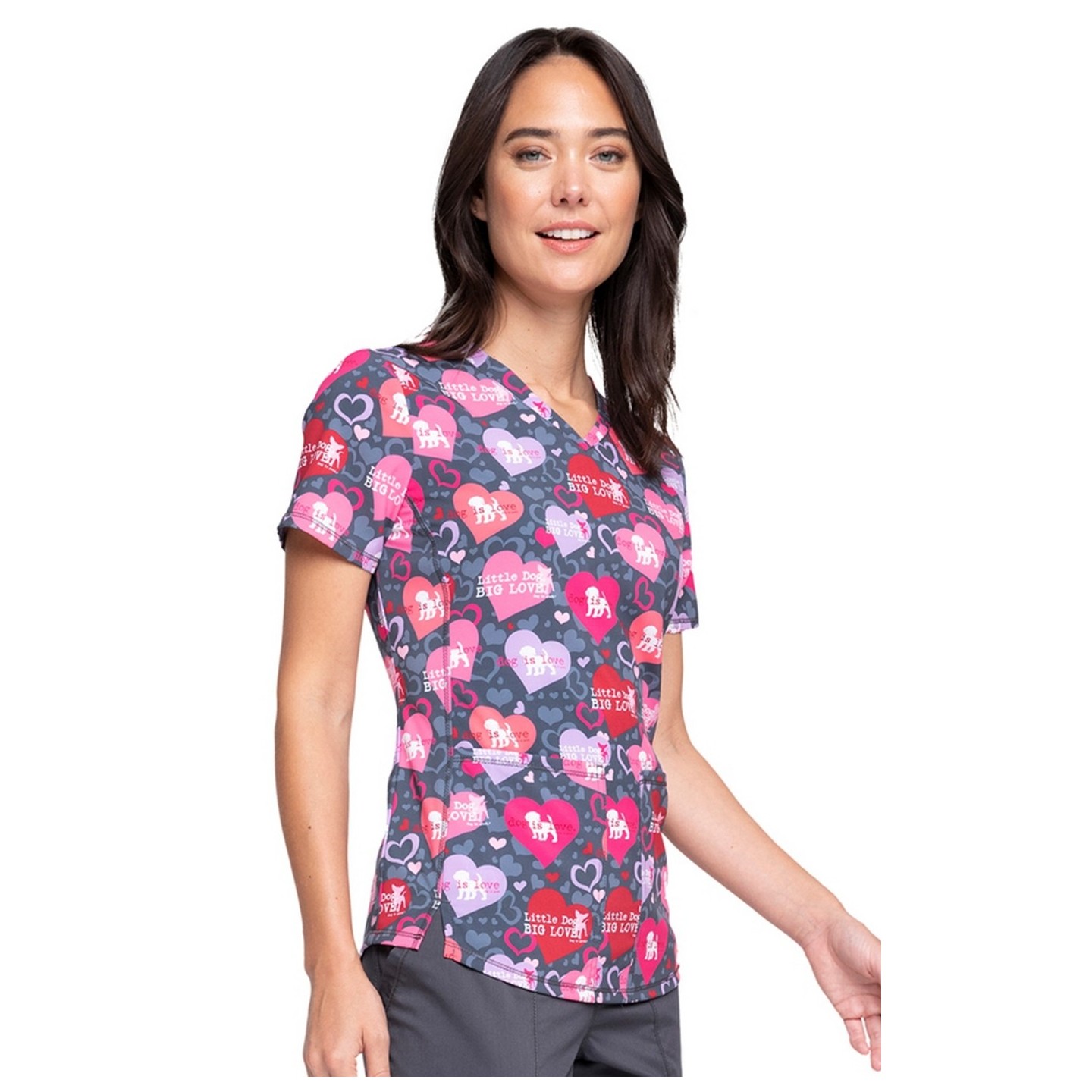 *FINAL SALE CK703 Cherokee V-Neck Print Top in Dog Is Love