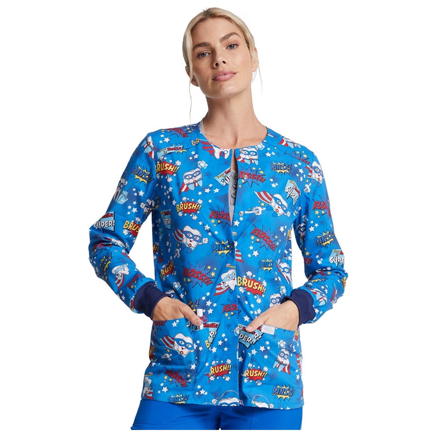 *FINAL SALE DK306 Dickies Prints Snap Front Warm-Up Jacket in Super Smile