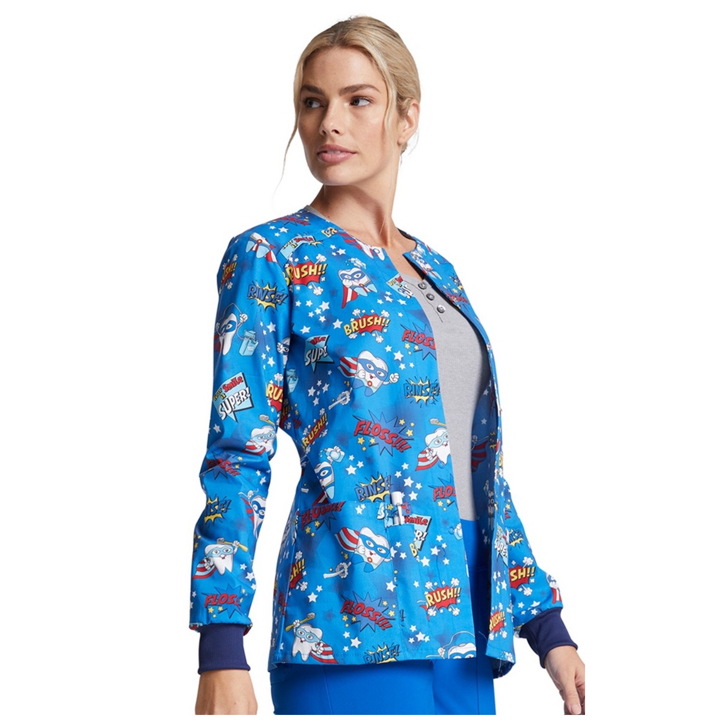 *FINAL SALE DK306 Dickies Prints Snap Front Warm-Up Jacket in Super Smile