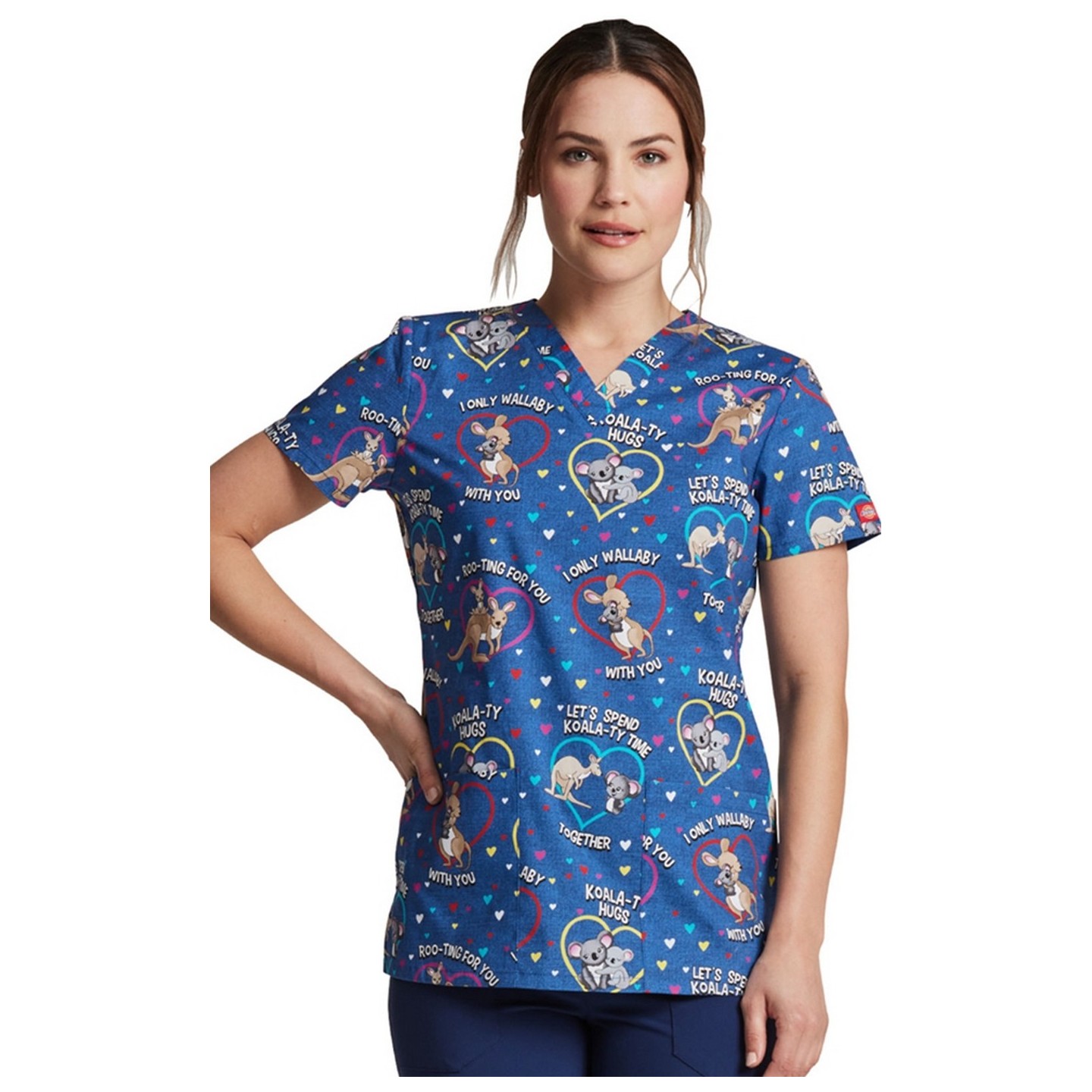 *FINAL SALE DK704 Dickies Prints V-Neck Top in Roo-ting For You