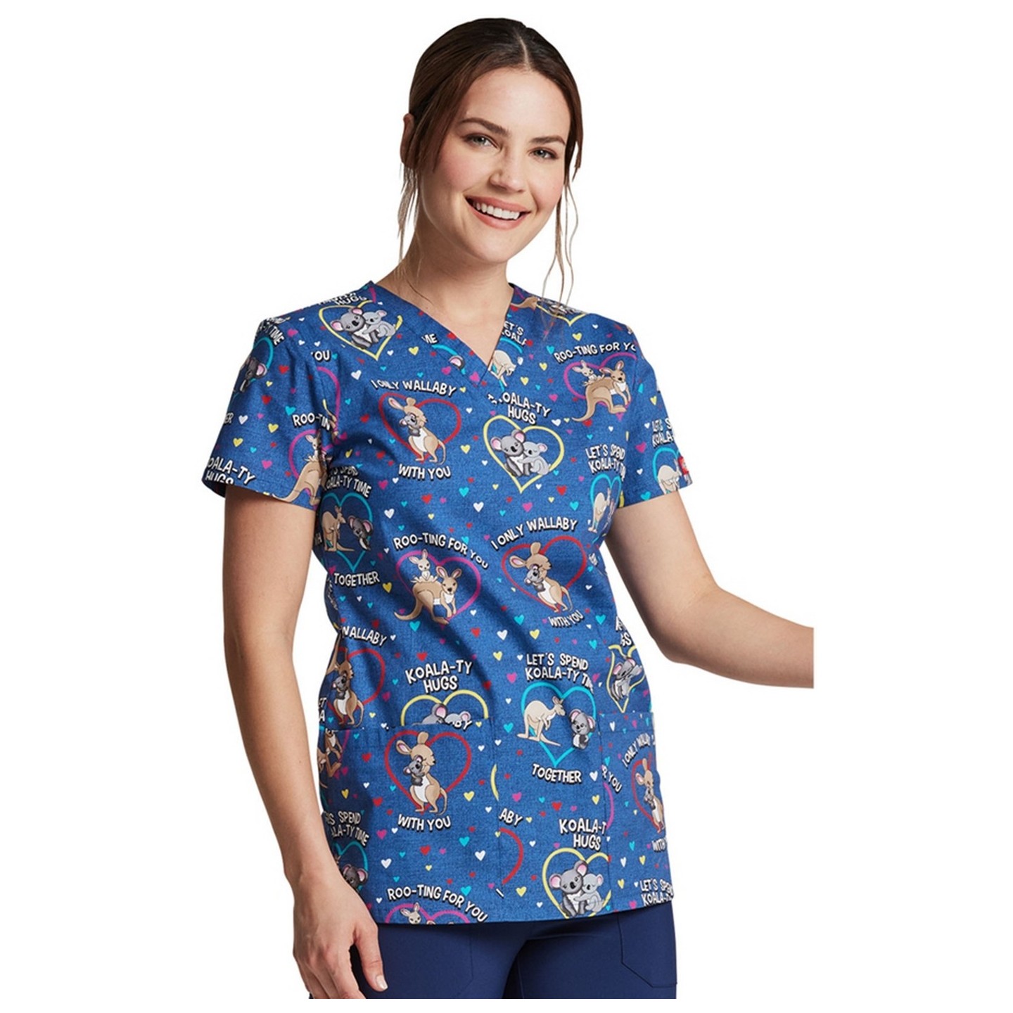 *FINAL SALE DK704 Dickies Prints V-Neck Top in Roo-ting For You