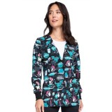 *FINAL SALE CK321 Cherokee Prints Snap Front Print Warm-up Jacket in I'm A Dentisaurus