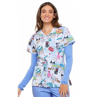 *FINAL SALE CK616 Cherokee Prints V-Neck Print Top in Totally Pawsome