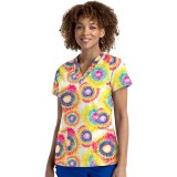 9810 Maevn Women's Printed V-Neck Top - Rainbow Dreams