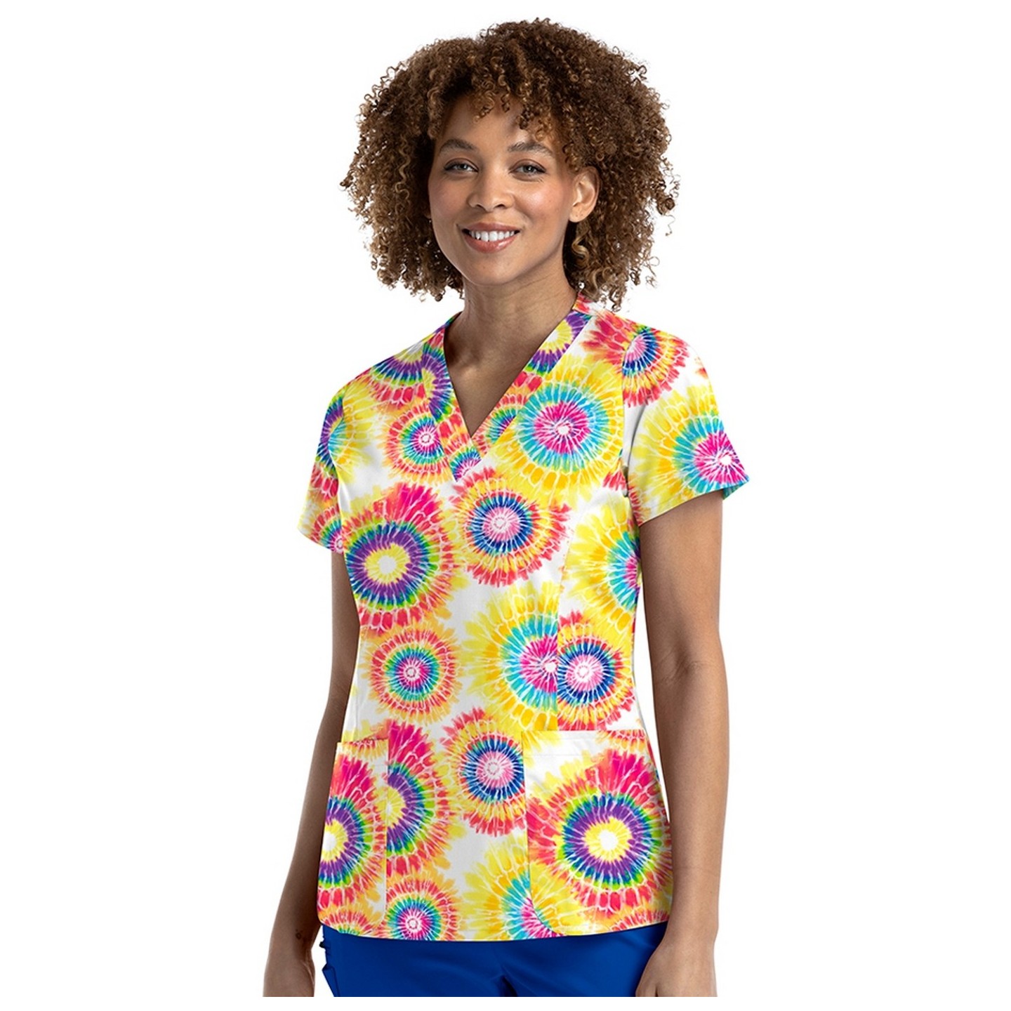9810 Maevn Women's Printed V-Neck Top - Rainbow Dreams