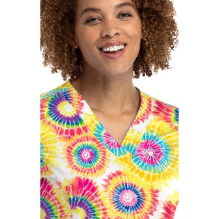 9810 Maevn Women's Printed V-Neck Top - Rainbow Dreams