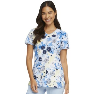 *FINAL SALE HS878 V-Neck Print Top in Daisy Spirit - HeartSoul Prints