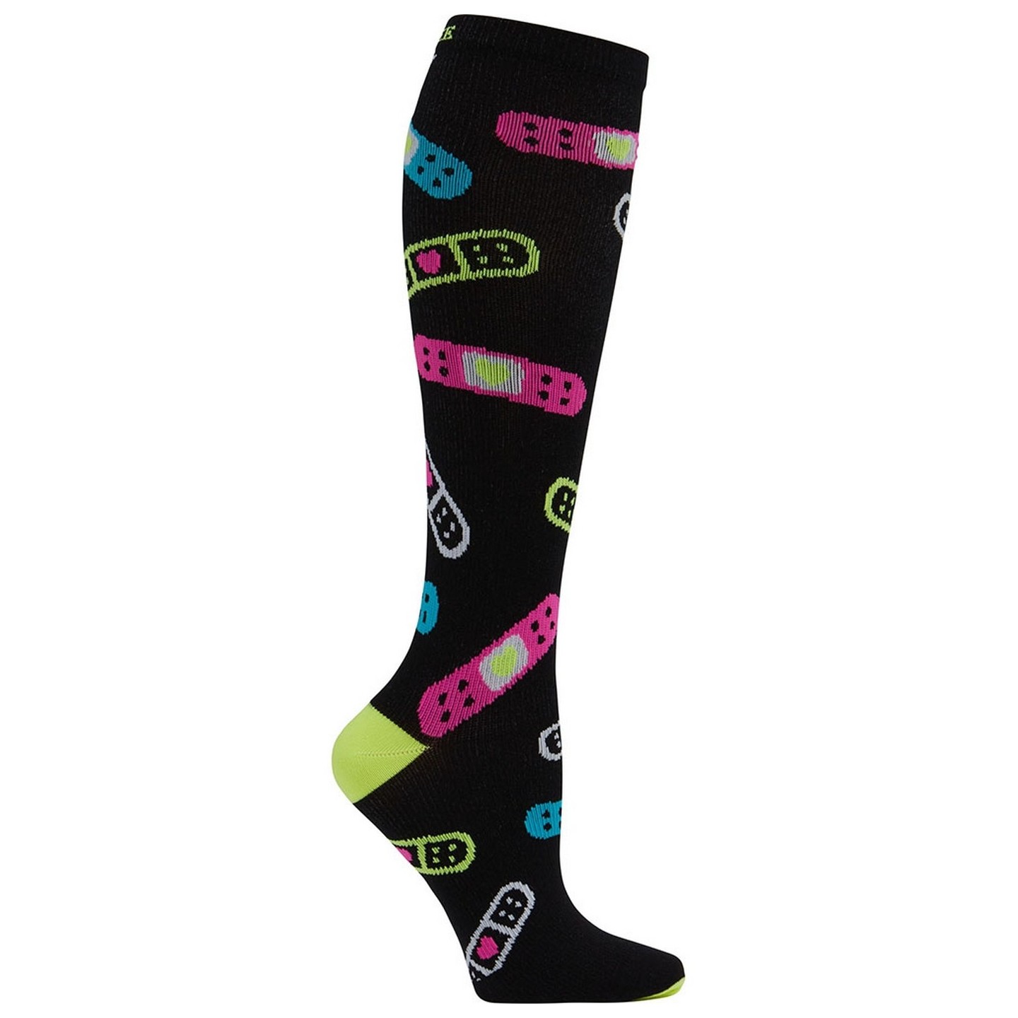 Print Support Band Aides Women's Graduated Medium Support Compression Socks by Cherokee