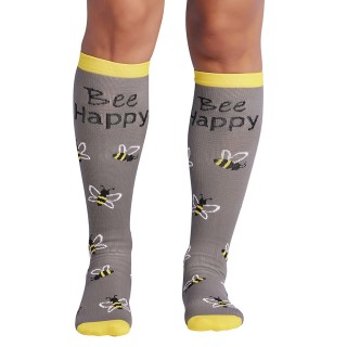 Print Support Bee Happy Women's Graduated Medium Support Compression Socks by Cherokee
