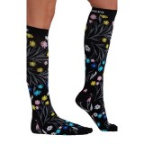 Print Support Breezy Buds Women's Graduated Medium Support Compression Socks by Cherokee