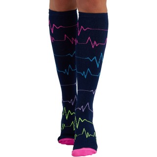 Print Support EKG ZigZag Women's Graduated Medium Support Compression Socks by Cherokee