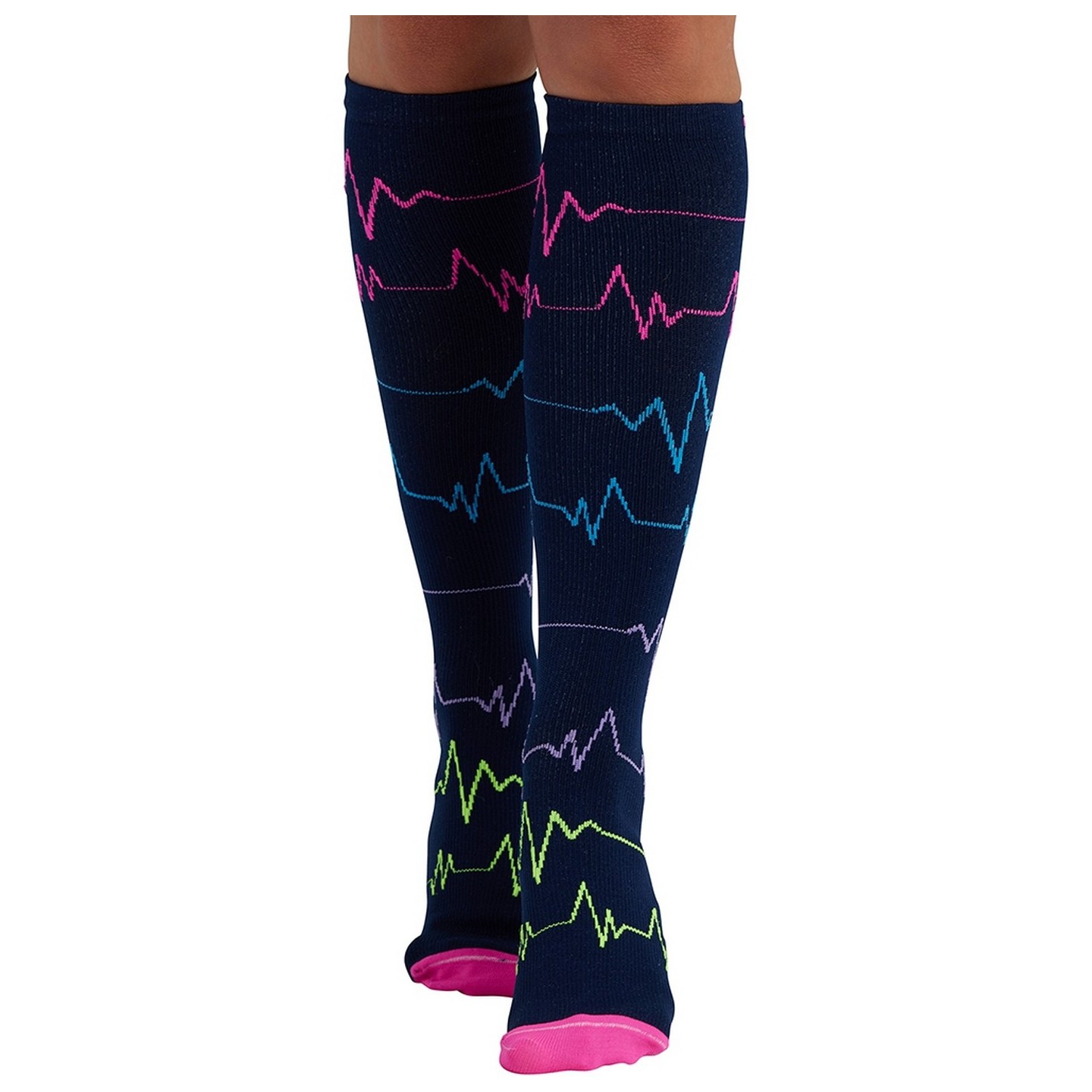 Print Support EKG ZigZag Women's Graduated Medium Support Compression Socks by Cherokee
