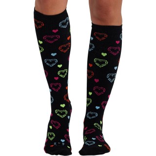 Print Support Hearts On The Line Women's Graduated Medium Support Compression Socks by Cherokee