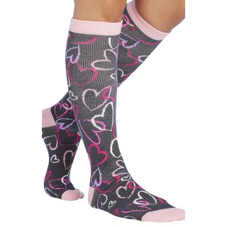 Print Support Sketch Hearts Chaussettes de Compression Moyen Gradué pour Femmes par Cherokee