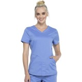 WW601 Workwear Revolution Curved V-Neck Top with Mesh Panels by Cherokee